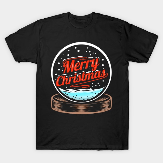 Snow Globe Merry Christmas T-Shirt by SinBle